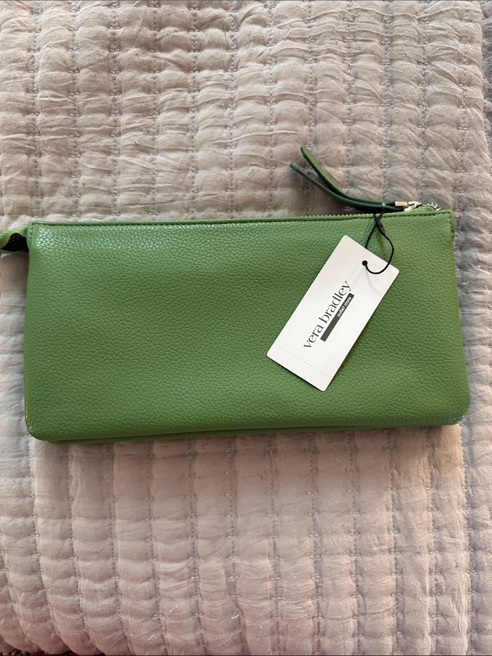 Vera Bradley Lime Green Pebbled Leather Wristlet